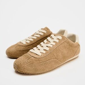 Zara Women's Tan Suede Sneakers